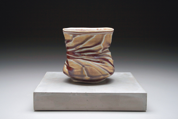 Cranberry, 4½ in. (11 cm) in height, Grolleg porcelain, shino and ash glaze blend, reduction fired to cone 10, 2010.