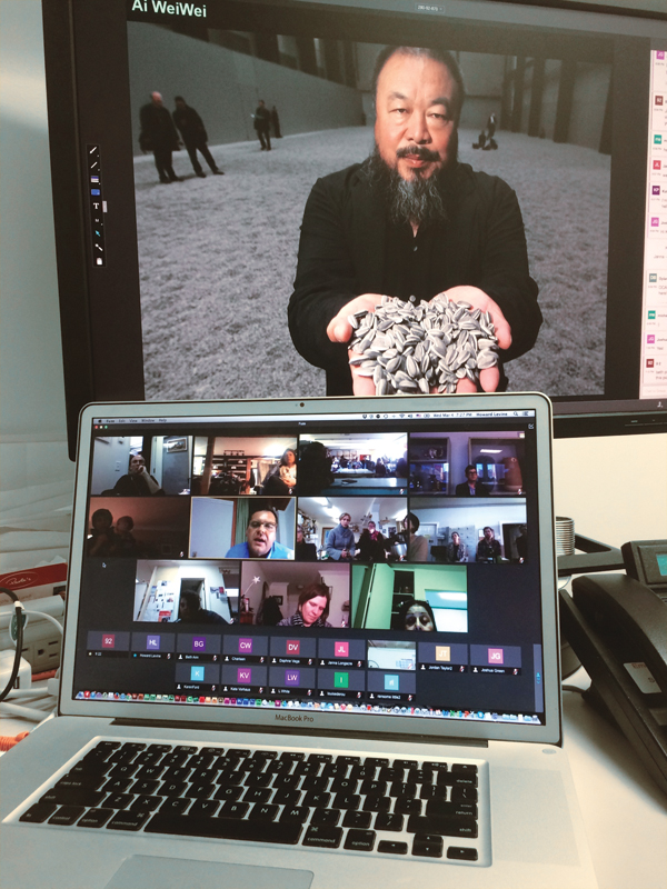 A still shot from Garth Clark’s Virtual Clay lecture about Ai Weiwei. Photo: Howard Levine.