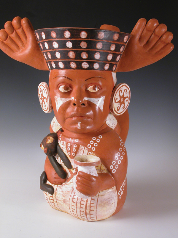 6 Kukuli Velarde’s Chola de Mierda (Moche Peru, AD 200), 20 in. (51 cm) in height, terra cotta with engobes and wax, 2006.