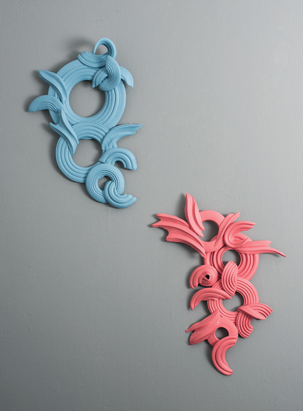 5 Wall pieces, colored porcelain, 2014. Photo: JohnTaylor.