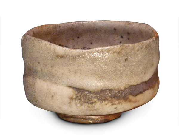 Judith Duff’s chawan, 5 in. (13 cm) in diameter, Duff’s clay, North Carolina Feldspar Shino glaze, fired to 2264°F (1240°C), 2005.