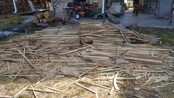 2 Slat wood from a local cabinet maker’s shop.