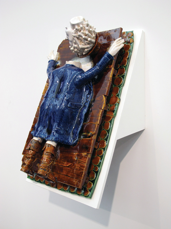 5 The Execution, 24 in. (61 cm) in height, glazed earthenware, 2013.