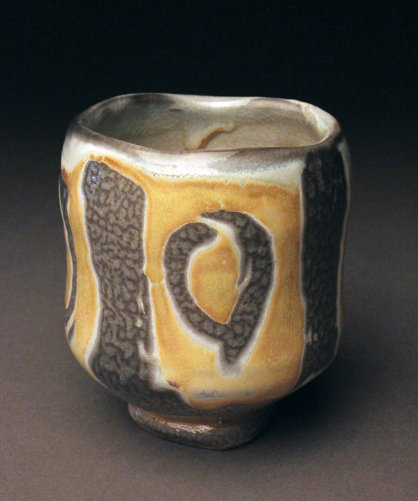 4 Yunomi, 4 in. (10 cm) in height, porcelain,Yellow Salt glaze, 2015.
