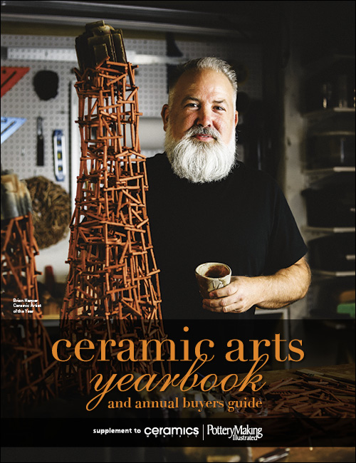 Ceramic Arts Yearbook and Annual Buyers Guide front cover featuring ceramic artist of the year Brian Harper.