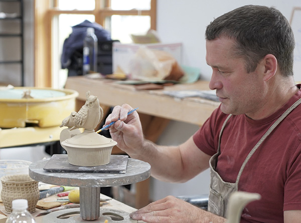 2 Steven Godfrey working in the studio as a Short-Term Resident at Red Lodge Clay Center in October 2022. Photo: Nathan Goddard. Residency venue: Red Lodge Clay Center, Red Lodge, Montana.